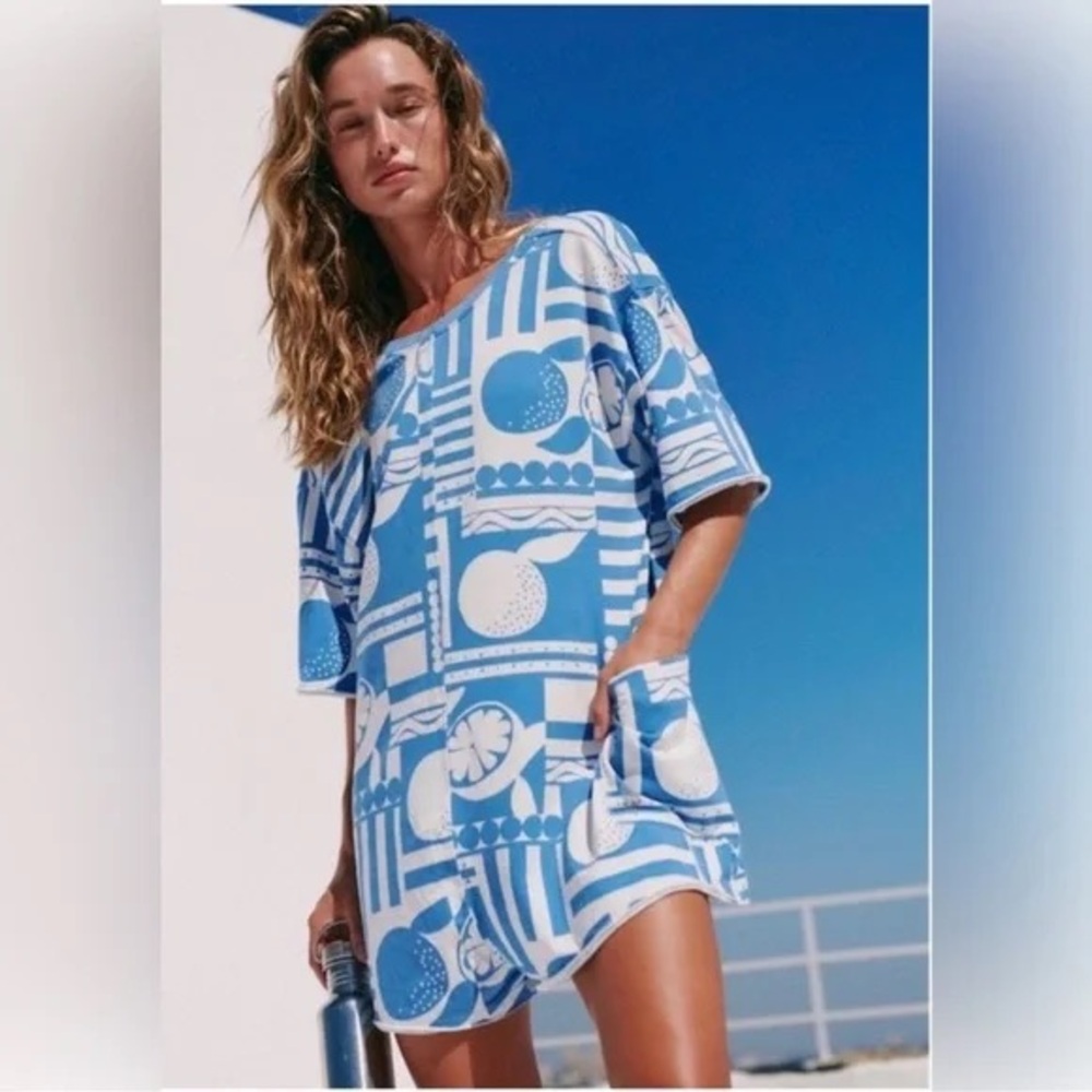 NWT FP Movement by Free People Printed Graphic Hot Shot Tee Shirt Romper S
